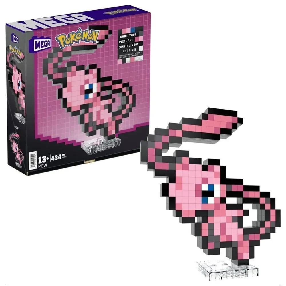 Mega Bloks Pokemon Pixel Art Mew 434 Piece Building Block Set‎ HWR80 NEW